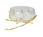 7"x6" GLASS BOWL W/GOLD BASE