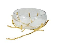 7"x6" GLASS BOWL W/GOLD BASE