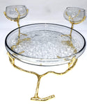 CHIP & DIP W/3 BOWLS 11.5"x5.25" SMALL BOWL 3"-GOLD DESIGN