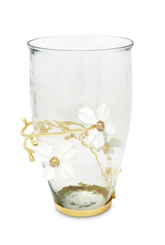 9.5"x5.25"GLASS VASE-FLOWER DESIGN