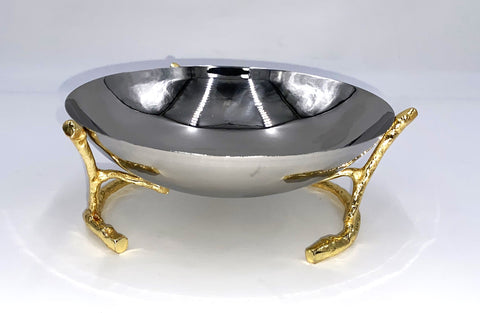 6.75"x2.5" S/S BOWL W/GOLD BASE