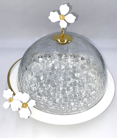 13"x10.75" CAKE PLATE W/GLASS DOME-ROUND