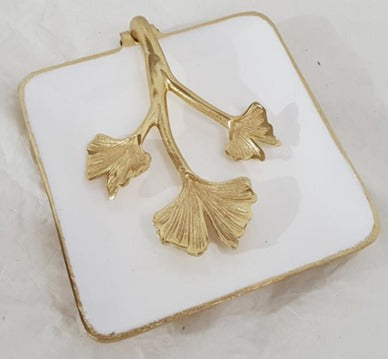 6.75"x1" NAPKIN HOLDER-GOLD/WHITE-LEAF