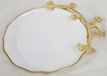 14.5"x12.25"x2" ROUND PLATE-GOLD/WHITE-LEAF