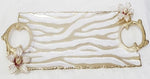 17.75"x9.75"x1.5" RECTANGULAR PLATTER-WHITE/GOLD-FLOWER