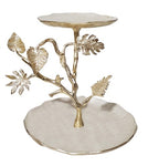 15"x11"x12" 2 TIER STAND-GOLD-LEAF DESIGN