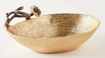 11"x8.5"x3.5" OVAL BOWL-GOLD-FLOWER DESIGN