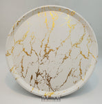 15.75"TRAY-WH/GOLD-ROUND-LARGE