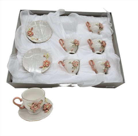 6 PC TEA SET- FLOWER DESIGN