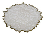 14"GLASS PLATE-PEARL WHITE/GOLD