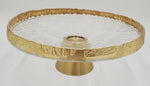 11.75"x6.5" GLASS FOOTED BOWL-GOLD