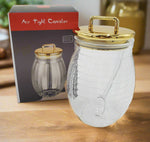 8"x3.5" PLASTIC JAR W/GOLD LID