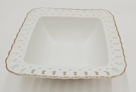 6"x2.75" BOWL-GOLD RIM-SQUARE