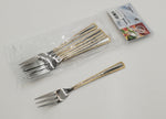 6 PC DESSERT FORK-GOLD DESIGN