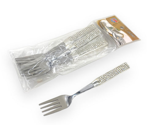 6PC FRUIT FORK-SILVER GLITTER