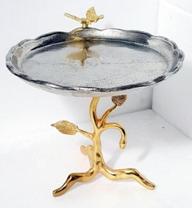 11"x6" FOOTED STAND - SILVER/GOLD-BUTTERFLY