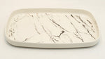 14"x10"MELAMINE TRAY-MARBLE-SILVER