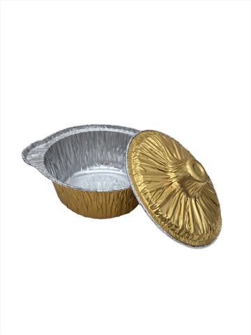 7"x3" FOIL PAN W/LID-GOLD