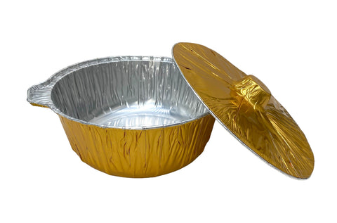 13"x5"FOIL PAN W/LID-GOLD-ROUND