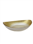 11.5"x7.5"x4" OVAL BOWL-PEARL WHITE/GOLD