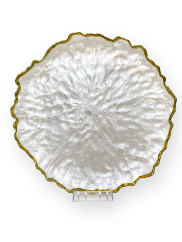 13" PLATE -PEARL WHITE & GOLD