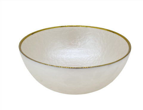 8"x4.75" BOWL-PEARL WHITE/GOLD