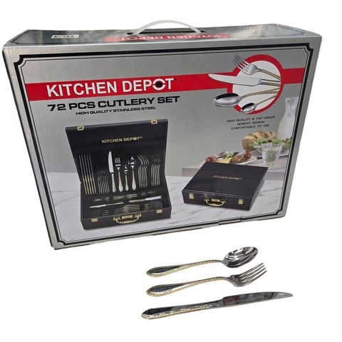 72 PC CUTLERY SET-GOLD/SILVER