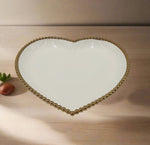 8.5"x8.5"HEART SHAPE PLATE W/GOLD DOTS - 36/CS