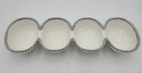 4 SECTION DISH W/SILVER DOTS - 24/CS