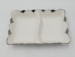 8"x5.5" - 2 SECTION PLATE-SILVER RIM - 48/CS