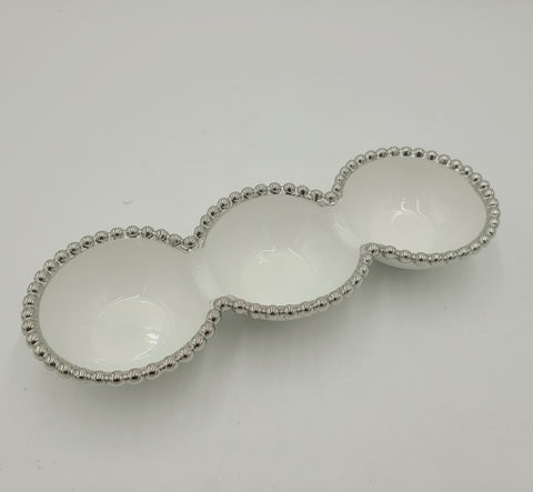 3 SECTION BOWL W/SILVER DOT - 48/CS